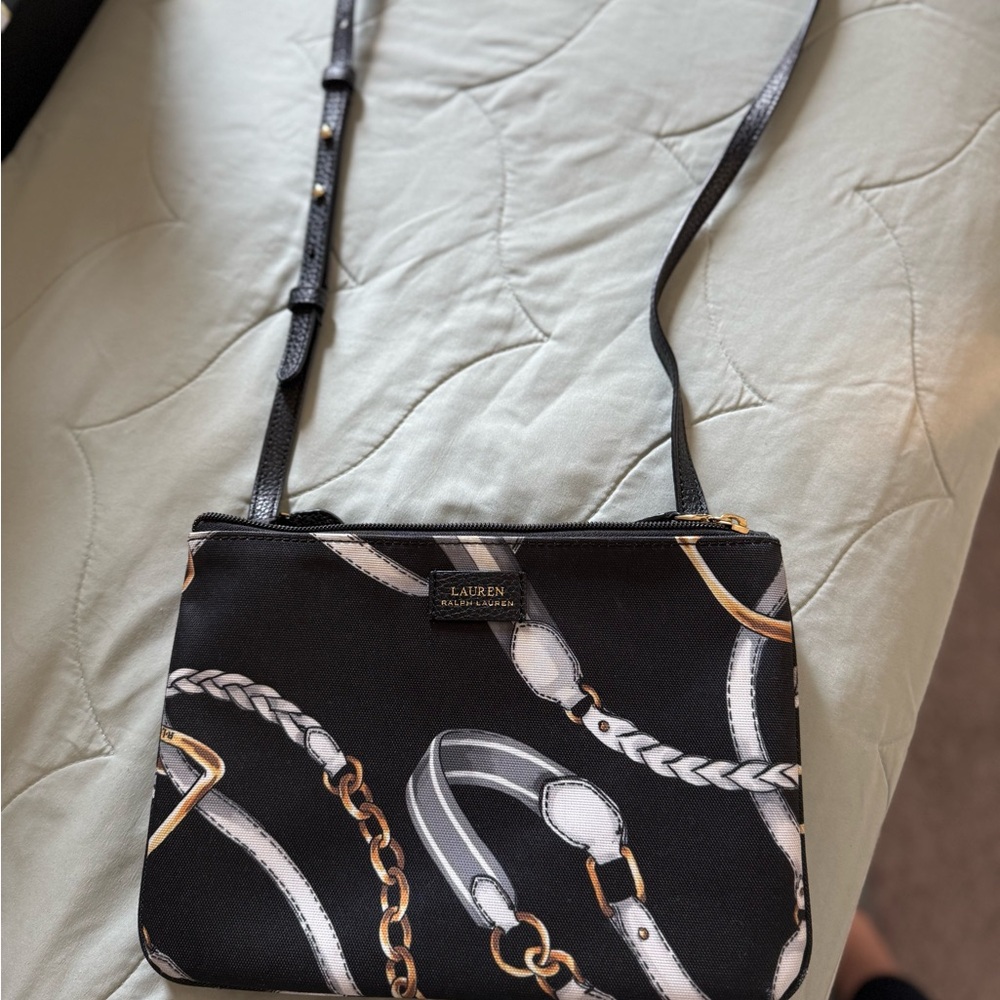 Ralph Lauren Black and Gold Chadwick Crossbody Bag